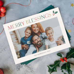 Tarjeta de Navidad Religiosa Colorida Simple con 2