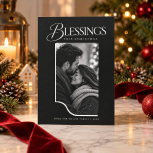 Tarjeta de Navidad religiosa con foto de bendicion
