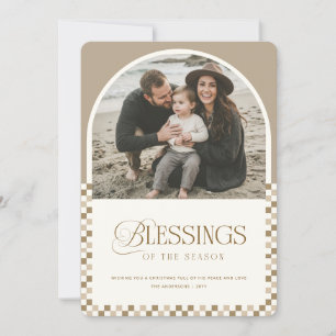 Tarjeta de Navidad religiosa con foto de bendicion