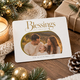 Tarjeta de Navidad religiosa con foto familiar Ben
