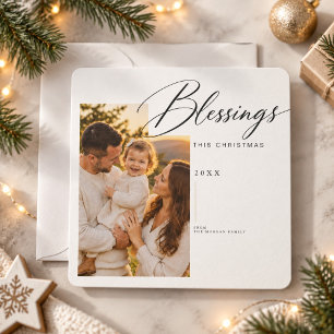 Tarjeta de Navidad religiosa con foto y bendicione