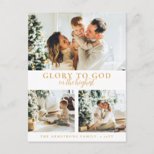 Tarjeta de Navidad religiosa con guión dorado mode