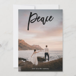 Tarjeta de Navidad religiosa con letra de paz