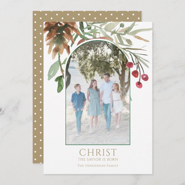 Tarjeta de Navidad religiosa Cristo es nacido de o (Anverso / Reverso)