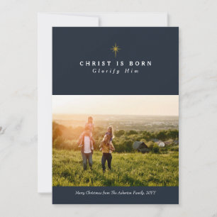 tarjeta de Navidad religiosa de Cristo nace
