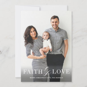 Tarjeta de Navidad religiosa de fe y amor