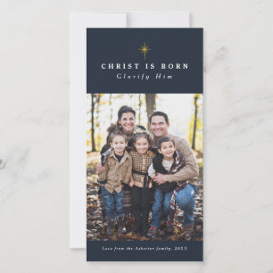 Tarjeta de Navidad religiosa de foto de Cristo nac