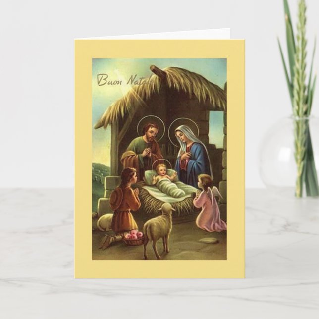Tarjeta de Navidad religiosa de la natividad (Anverso)
