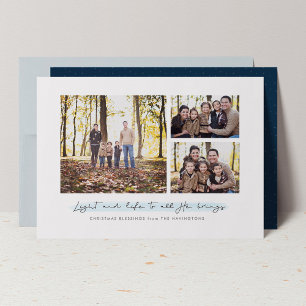 Tarjeta de Navidad religiosa de tres fotos de luz 