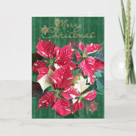 Tarjeta de Navidad religiosa del Poinsettia del