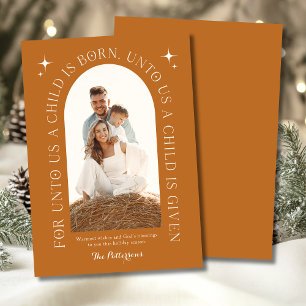 Tarjeta de Navidad religiosa familiar con foto en