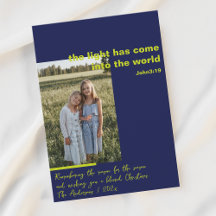 Tarjeta de Navidad religiosa foto azul