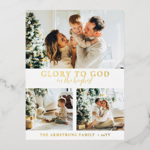 Tarjeta de Navidad religiosa moderna con foto y ho