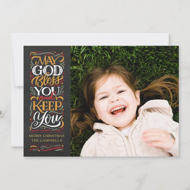 Tarjeta de Navidad Religiosa Que Dios te Bendiga (Anverso)