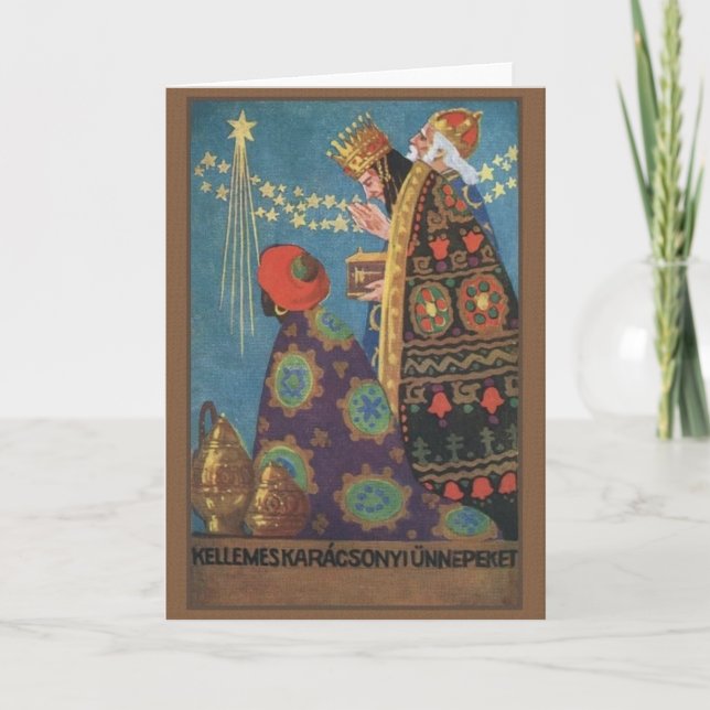 Tarjeta de Navidad retra de Karácsonyi del húngaro (Anverso)