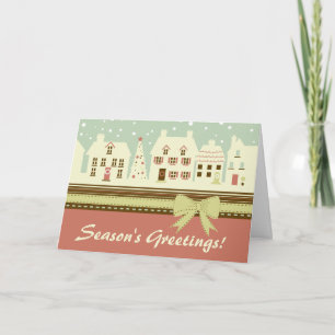 Tarjeta de Navidad retra de la escena de la casa