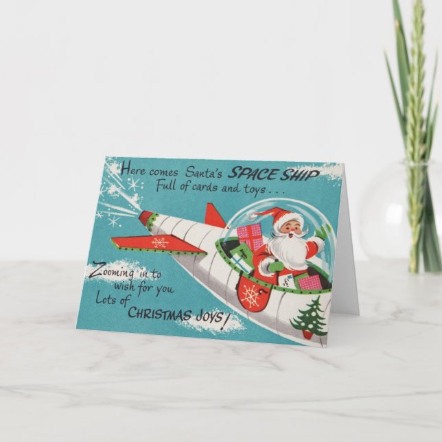 Tarjeta de Navidad retra de Santa de la nave (Anverso)