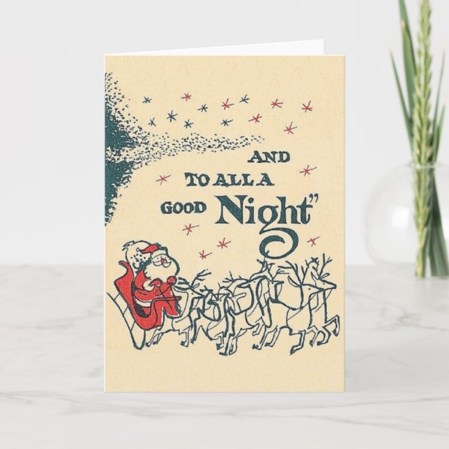 Tarjeta de Navidad retra de Santa y del reno (Anverso)