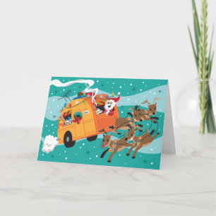 Tarjeta de Navidad retra del viaje del día de
