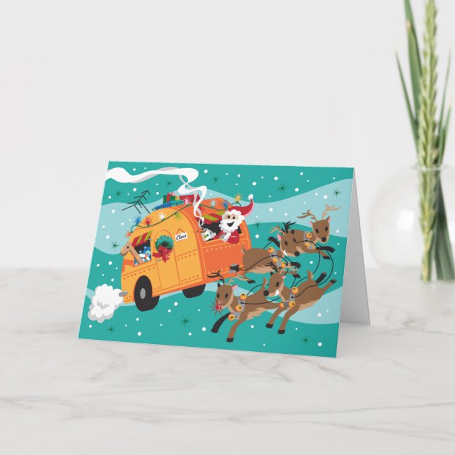 Tarjeta de Navidad retra del viaje del día de (Anverso)