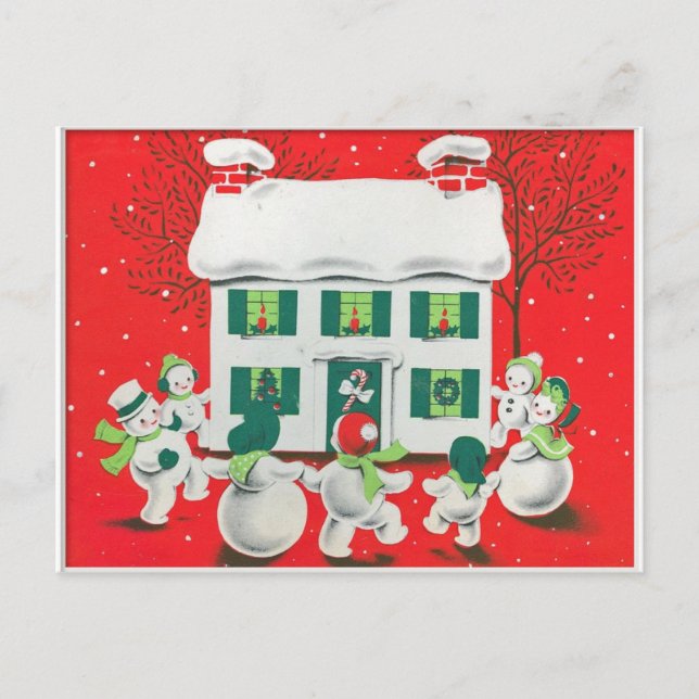 Tarjeta de Navidad retra del vintage (Anverso)