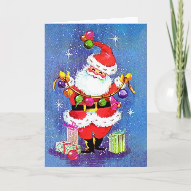 Tarjeta de Navidad retra del vintage (Anverso)
