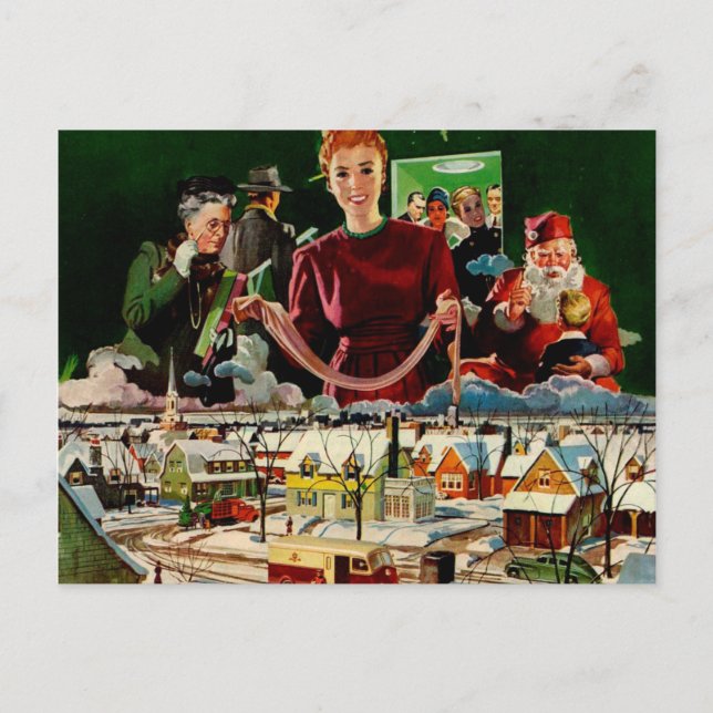 Tarjeta de Navidad retra del vintage (Anverso)