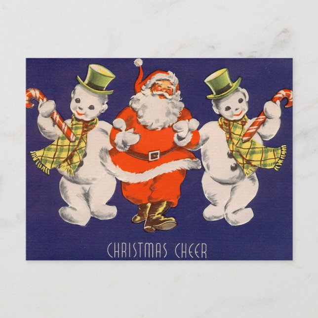 Tarjeta de Navidad retra del vintage (Anverso)