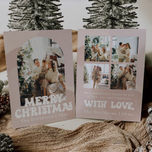tarjeta de Navidad retro boho tarjeta de saludo fe