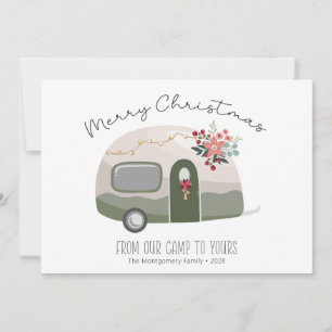 Tarjeta de Navidad Retro Camper Merry