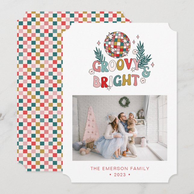 Tarjeta de Navidad Retro de Foto (Anverso / Reverso)