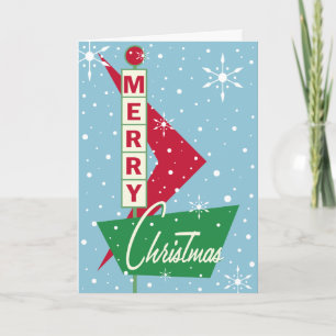 Tarjeta de Navidad Retro Googie Merry