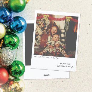 Tarjeta de Navidad Retro - Guirnalda Roja y Dorada