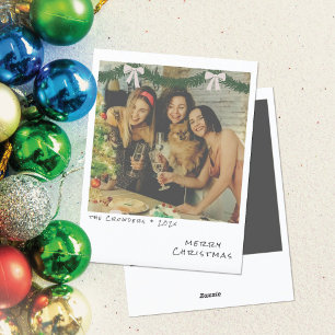 Tarjeta de Navidad Retro - Guirnalda Verde y Blanc