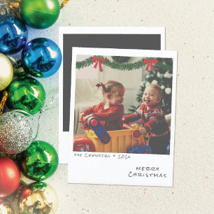 Tarjeta de Navidad Retro - Guirnalda Verde y Roja