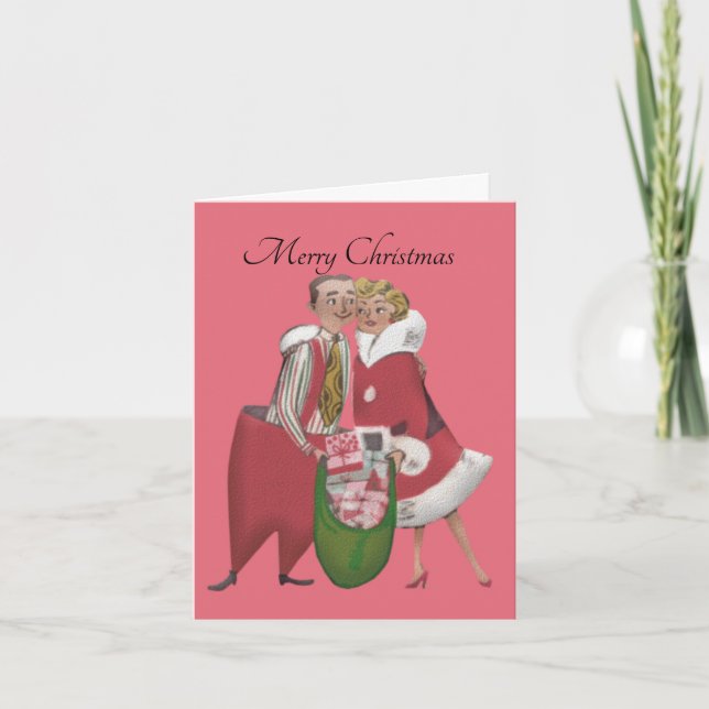 Tarjeta de Navidad Retro Plegada (Anverso)