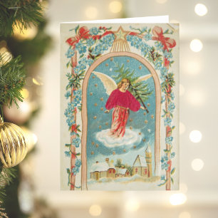 Tarjeta de Navidad Retro Vintage   Ángel