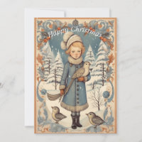 Tarjeta de Navidad Retro Vintage. Personalice su