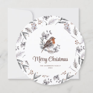 Tarjeta de Navidad Robin Bird Merry
