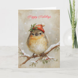 Tarjeta de Navidad Robin en la nieve