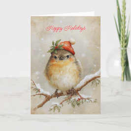 Tarjeta de Navidad Robin en la Nieve