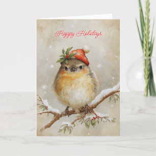 Tarjeta de Navidad Robin en la Nieve
