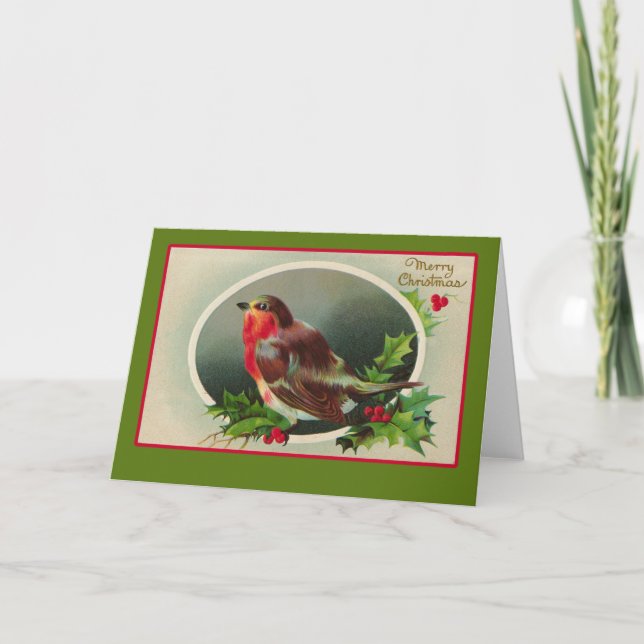 Tarjeta de Navidad Robin Redmama Vintage (Anverso)