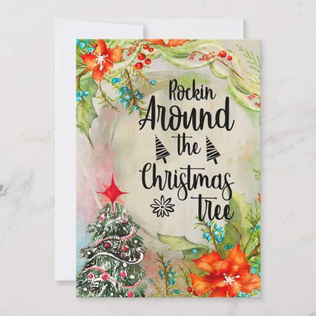 Tarjeta de Navidad Rockin' Around the Christmas Tr (Anverso)