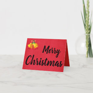 Tarjeta de Navidad Roja con Campana Amarilla