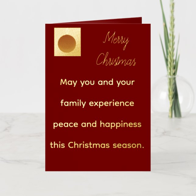 Tarjeta de Navidad Roja con Dorado (Anverso)
