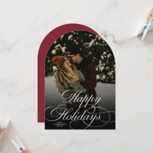 Tarjeta de Navidad Roja con Escritura Moderna y Ar