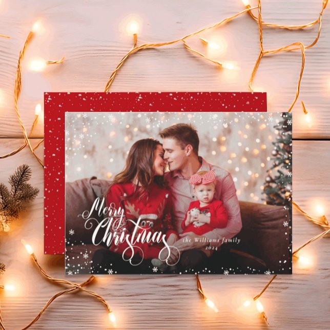 Tarjeta de Navidad Roja con Foto Personalizada Fel (Subido por el creador)