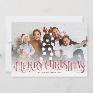 Tarjeta de navidad roja de fletamento manual
