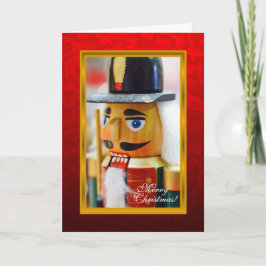 Tarjeta de Navidad roja de la foto del cascanueces